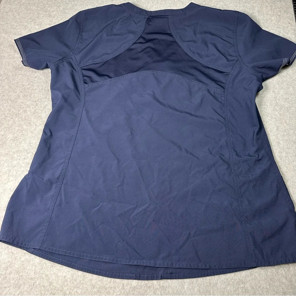 Med Couture Women's L Deep Blue Short Sleeve Scrub Top - Picture 8 of 11